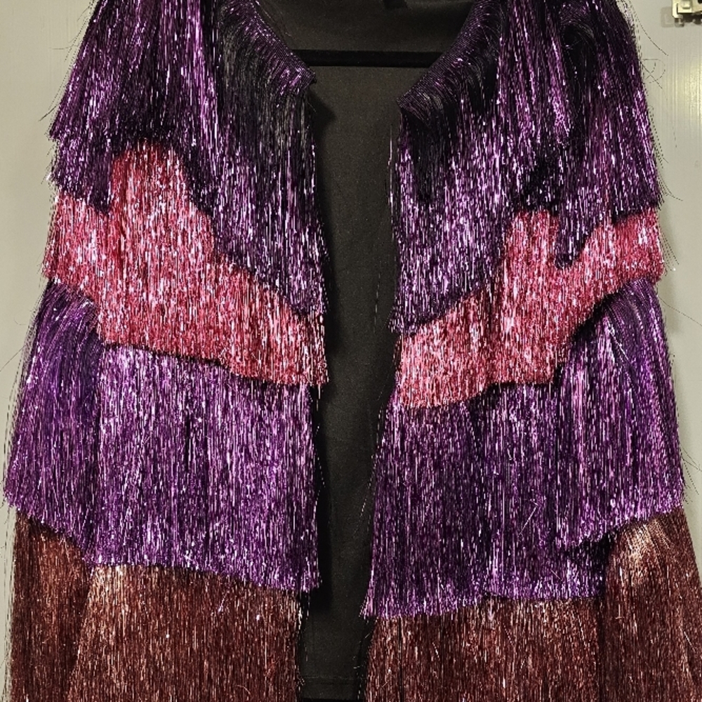 Nasty Gal Fringe Jacket - M (8) Purple Pink